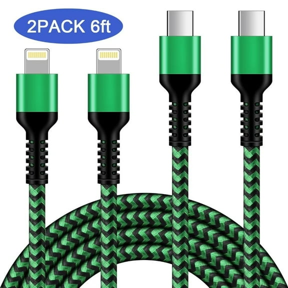 AILKIN Compatible with iPhone Charger Fast Charging Compatible with iPhone 14/13/12/11/10 2pack 6ft Fast Charging Cable Cords,Green