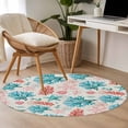 thumbnail image 4 of Round Rugs 3Ft, Teal Blue Red Coral Round Area Rug Washable Indoor Throw Carpet, Coastal Nautical Summer Beach Small Non Slip Circle Rug for Bedroom Living Room Home Decor Aesthetic, 4 of 8