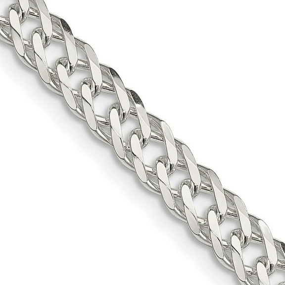 Primal Silver Sterling Silver 5.25mm Double 6 Side Diamond-cut Flat Link Curb Chain Bracelet