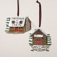 Kurt Adler Log Cabin Ornament, 2 Assorted