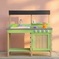 thumbnail image 6 of Kids Outdoor Mud Kitchen Playset with Water Play Sink & Storage Cabinets, Solid Wood Pretend Play Kitchen for Backyard Patio, Green Wooden Play Kitchen for Boys & Girls Ages 3-8, 6 of 12