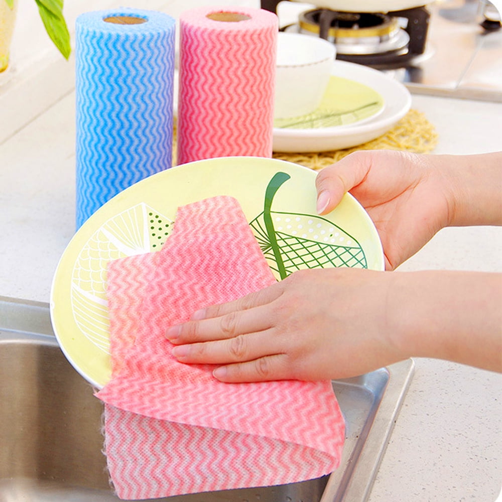 Lochimu Disposable Dish Cloth Home Cleaning Towels Dish Rags Multi-Use  Wiping Rag Household Supplies(50Pcs/Roll)