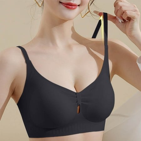 Up to 60% off Bras for Women  Xunlbb Fashion Women Solid Color Wireless Semi Fixed Cup Jelly Glue Soft Support Gathering Daily Bra(Black M)