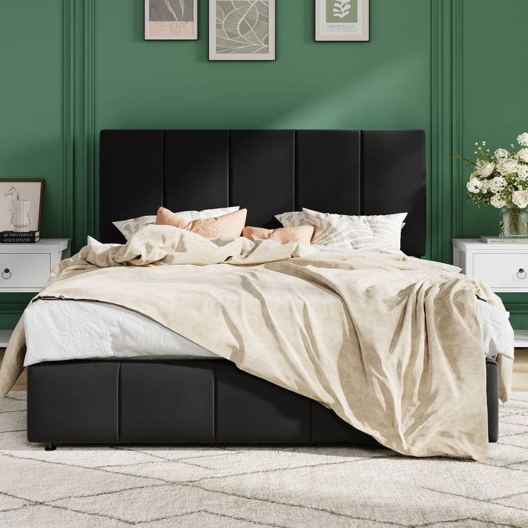 Amolife Queen Lift-Up Storage Bed, Black Velvet photo 2