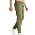 thumbnail image 1 of RXIRUCGD Men's Fashion Drawstring Elastic Waist Multi-Pocket Casual Sweat Length Pants, Army Green, Size: 3XL, 1 of 5