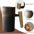 thumbnail image 6 of Coffee Mug with Wooden Handle 220ml Wooden Coffee Mug Coffee Mugs Ergonomic Exquisite Stoneware Vintage Mugs Home Office Ceramic Cup for Tea Drinks Water, Gilding Glazing Color, 6 of 16