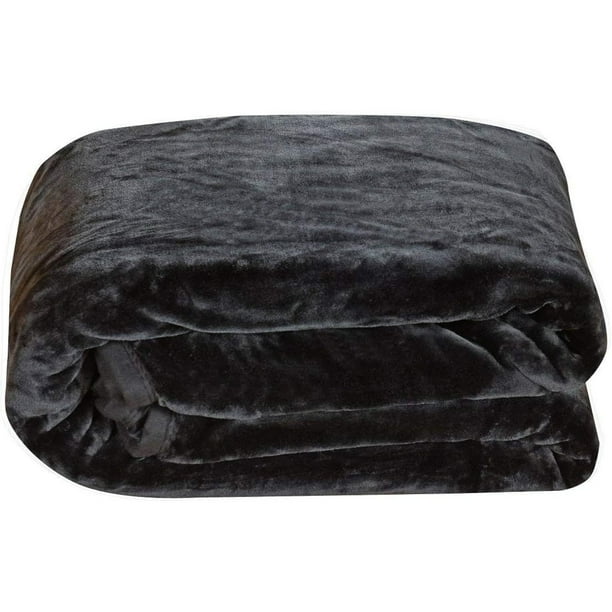 Solid Black Bed Blanket Heavy Thick One Ply Faux Korean Mink Blanket
