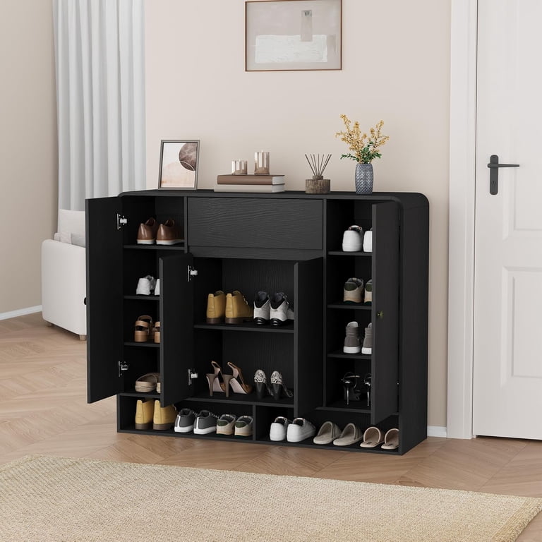 short dresser with shoe rack on bottom 57.8" W Dresser With 2 Hanging Rack & 5 Drawers Storage, With 2 Shoe R snhomee
