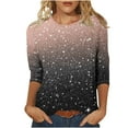 thumbnail image 2 of BLTIBY 3/4 Sleeve Tops for Women Dressy Crewneck Pullover Shirts Sequin Printed Blouse Fashion Comfort Multicolor 3 S, 2 of 6