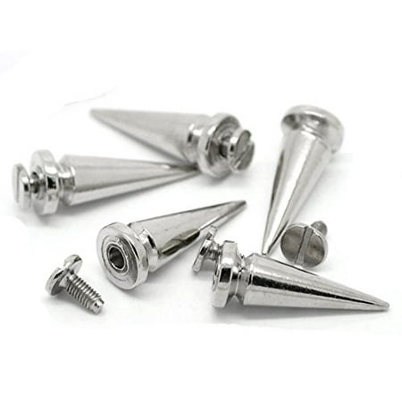 - 19 Sets Steal Tone Cone Screw on Spike Rivet Studs 25x8mm 1 Inch Spike Punk Gothic or Leather Work