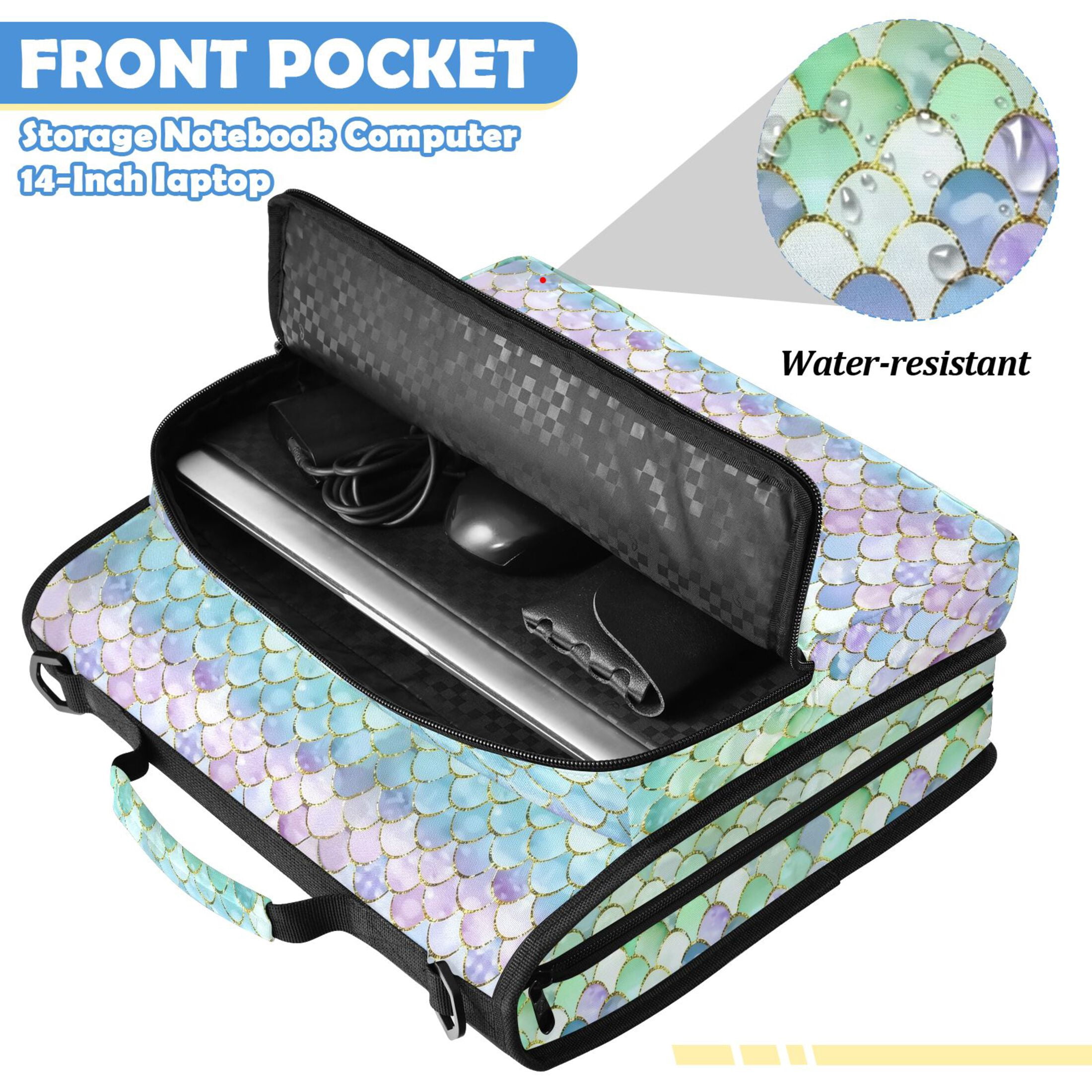 ALAZA Zipper Binder Glitter Scales Pattern 2 inch 3 Ring 500 Sheet Capacity Trapper Keeper File Folder Organizer Bag