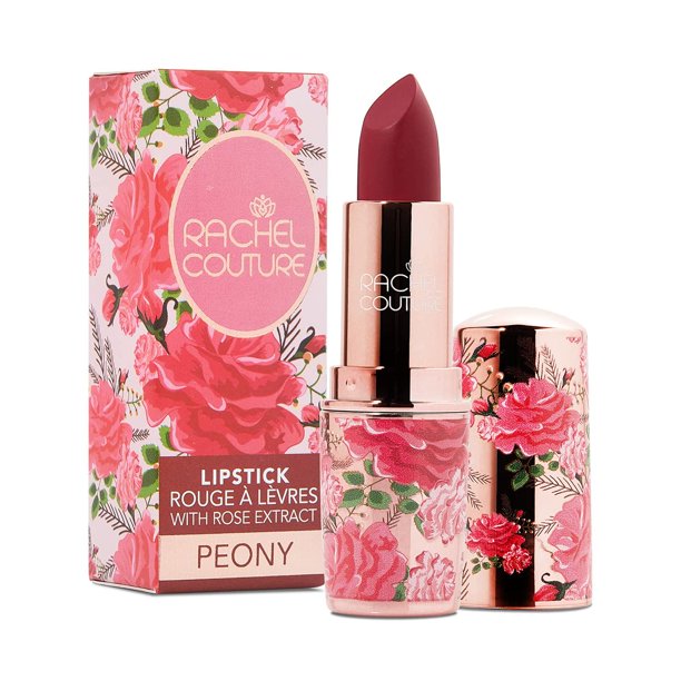 Lápiz labial mate Rachel Couture con color de alto impacto | Vegano y libre de crueldad | Impregnado con extracto de rosa - 0.12 oz - Peonía