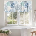 thumbnail image 4 of Blue Ocean Octopus Valances for Windows Nautical Sea Watercolor Teal Shells Coral Starfish Valance Curtains Rod Pocket Bathroom Small Window Treatments for Kitchen Living Room Bedroom, 54"x18", 4 of 7
