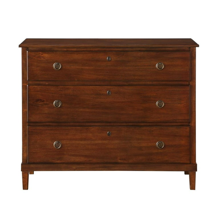 3 drawer dresser brown Mid-Century 3-Drawer Dresser Light Brown (Set of 2)