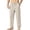 Beige, variant on WULMLEO Men's Linen Pants Casual Beach Summer Pant Elastic Waist Drawstring Lightweight Trousers Dark Gray M