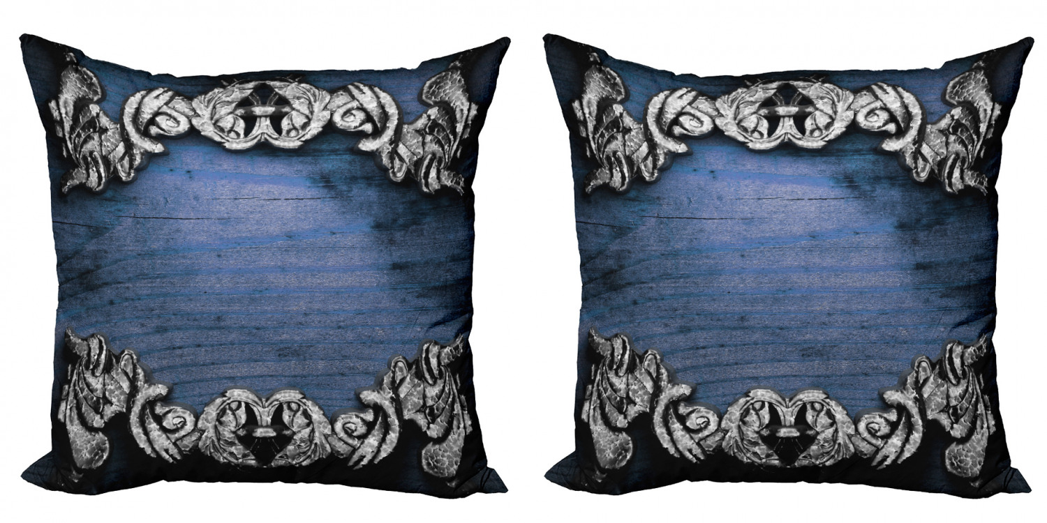 Victorian Throw Pillow Cushion Cover Pack of 2, Iron Ornament on Wooden