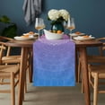 thumbnail image 2 of Boho Floral Table Runner - 70 Inch Long, Kitchen Dining Table Runner Dresser Scarves, Pink Purple Ombre Ethnic Abstract Flower Farmhouse Decor for Coffee Tables Wedding Party Banquet, 2 of 8