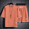 thumbnail image 2 of Mens Pajama Sets Casual Summer Short Sleeve Leisure Sports Suit Loose Shirt Shorts Suit Two Piece Orange Sleepwear XXXXL, 2 of 5
