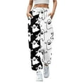 thumbnail image 2 of TrendOFT Baggy Halloween Sweatpants for Women Skeleton Pumpkin Print Open Bottom High Waist Joggers Athletic Gym Casual Sweat Pants Black S, 2 of 5