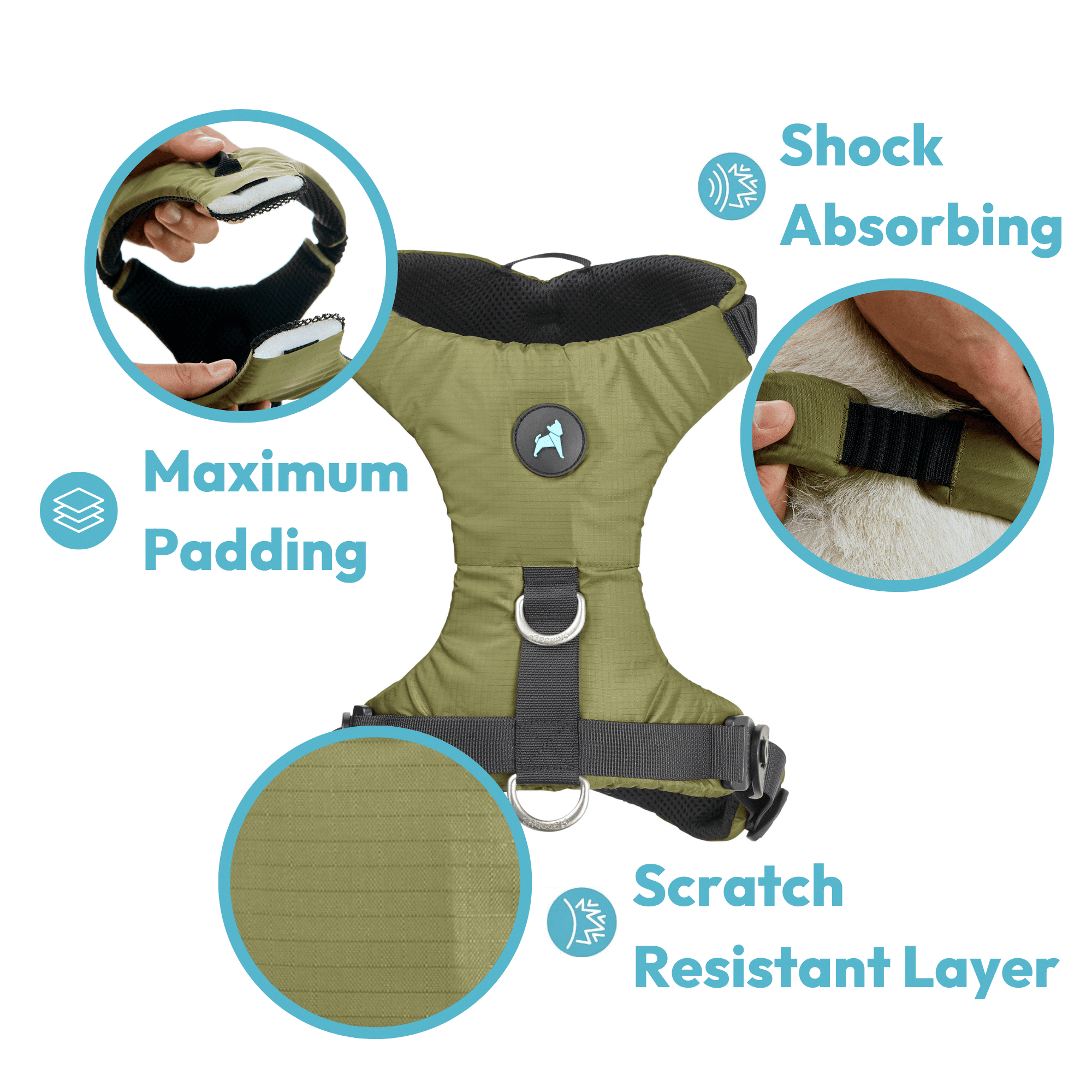 Gooby Trailblazer Harness - Celestial, Medium - Comfortable Maximum Padding Shock Absorbing No Pull Dog Harness with Easy-Snap & Swivel Buckles for Small Dog and Medium Dog