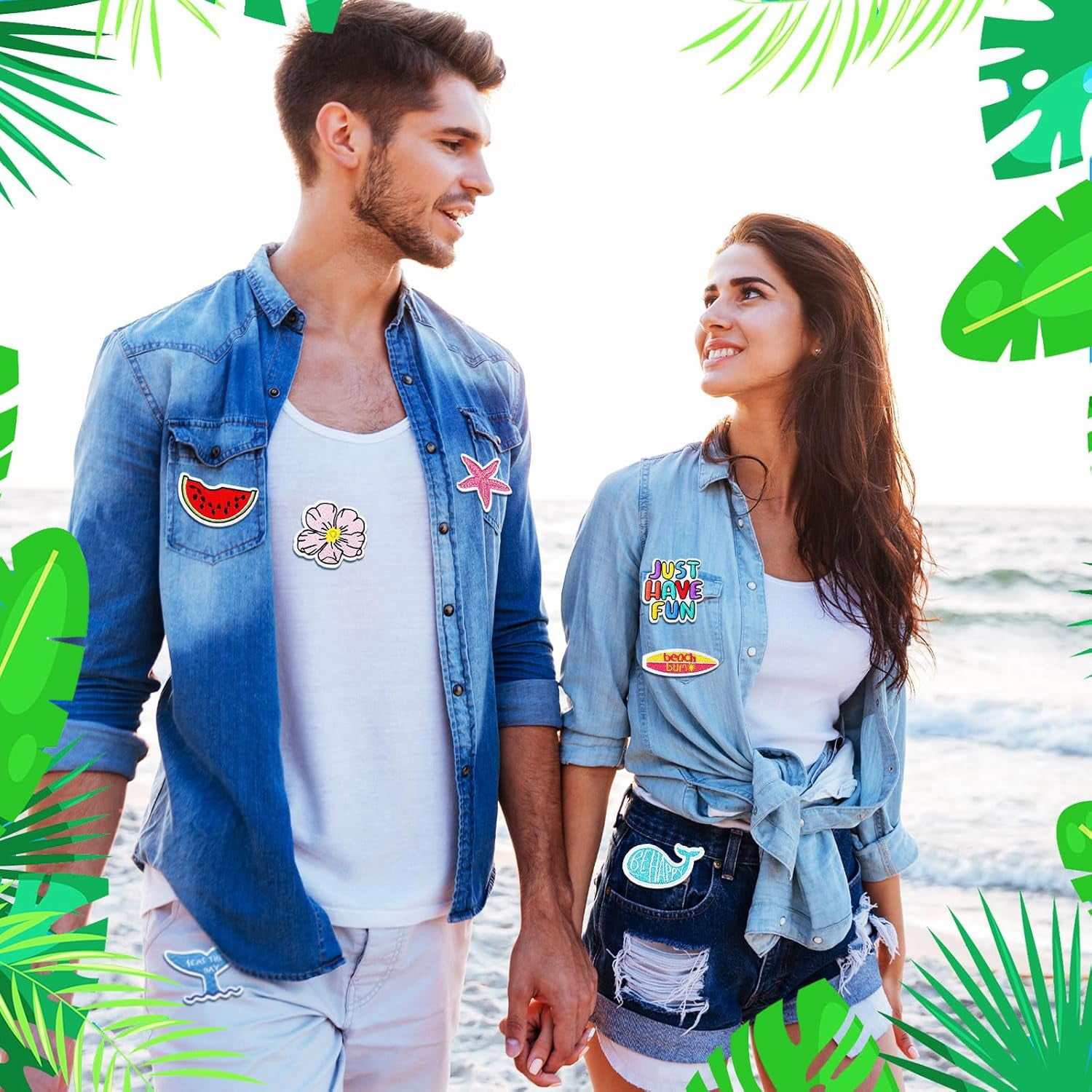 80 Pcs Summer Iron on Patches for Trucker hat Beach Hawaiian Sew on Embroidered Cute Patches Applique Repair DIY Crafts for Clothing Hat Backpacks Shirt Jeans Bag Clothes