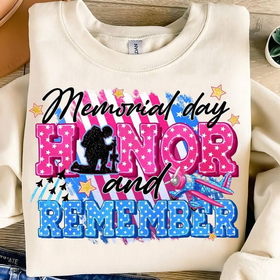 Honor and Remember Sweatshirt, Memorial Day Soldier Tribute Shirt, USA Flag Patriotic Remembrance Pullover NH