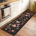 thumbnail image 3 of Watercolor Flowers Kitchen Runner Rug 2x6 Washable Runners for Hallway Non Slip Farmhouse Floral Vintage Black Large Area Rug Indoor Floor Carpet for Bathroom Laundry Entryway Bedroom Living Room, 3 of 8