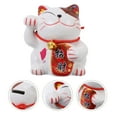 thumbnail image 3 of Tineasur Ceramic Cat Bank White Money Saving Jar Home Desktop Decor, 3 of 6