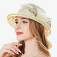 thumbnail image 7 of Riforla Womens Summer Dress Hat Wide Leaf Flower Bridal Shower Hat Sun Hats Beach Hat Beach Hats for Women Beige, 7 of 7