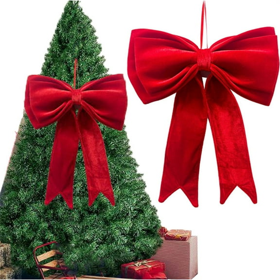 Large Red Velvet Christmas Bows,TGY 19”x25”Christmas Tree Topper Bow,Christmas Giant Satin Bow Decoration for Xmas Tree Topper Wreath Indoor Outdoor Decoration