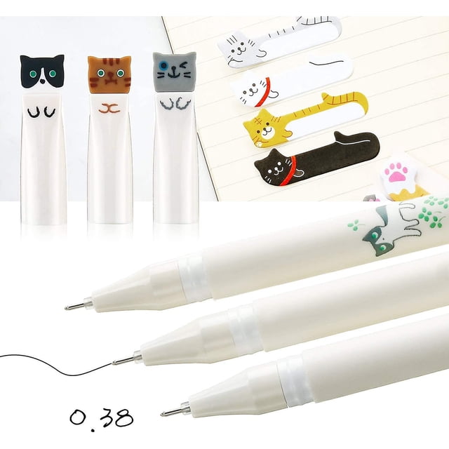 12 stylos chat mignon Cat Design Gel stylos d'criture Kawaii (colores alatoires)