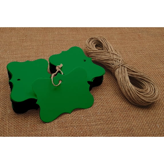 100 Pcs Bonbonniere Wedding Favor Blank Hang Tag with Free Natural Jute Twine - Colours Available