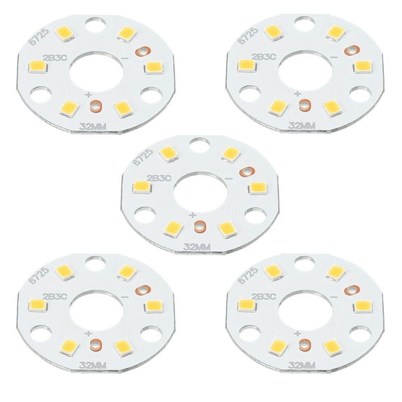 Uxcell 3W 120lm 4000-4500K 32mm 9-11VDC COB LED Light Chip Beads Energy Saving Bulb Natural White 5 Pack