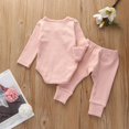 thumbnail image 3 of VERUGU Toddler Fall Outfits Newborn Baby Boys Girls Long Sleeve Button Romper Pants Fall Winter Outfit, 3 of 8