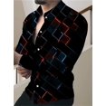 thumbnail image 1 of Tops para hombre Camisa social de lujo para hombre Camisa con solapa abotonada Camisa informal con estampado a cuadros de manga larga para hombre Cárdigan para club de graduación, 1 of 6