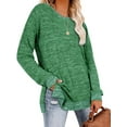 thumbnail image 2 of Womens Casual Long Sleeve Round T Shirts Blouses Sweatshirt Crewneck Pullovers Color Block Long Sleeve Side Split Tunic Tops, 2 of 4