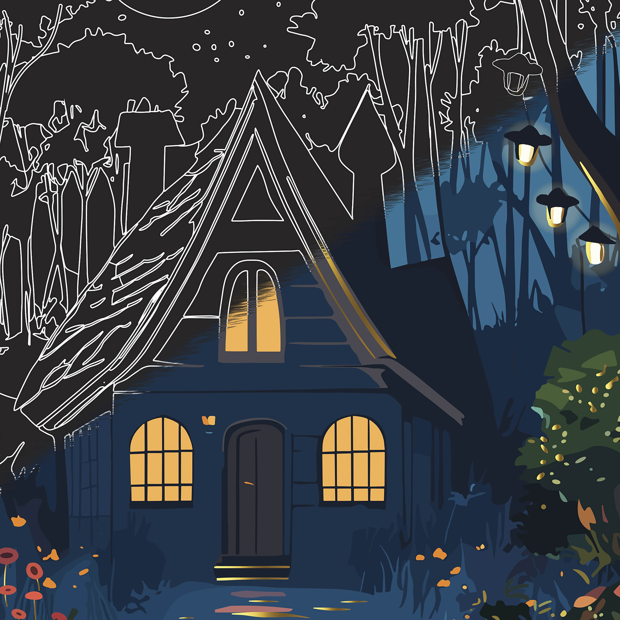 Brea Reese: Scratch Art Paper Pad - Magical Forest - 6 Designs, Guided Art, Metallic Accents, Stylus & Brush, Perforated 9x12" Pages, DIY Adult Craft