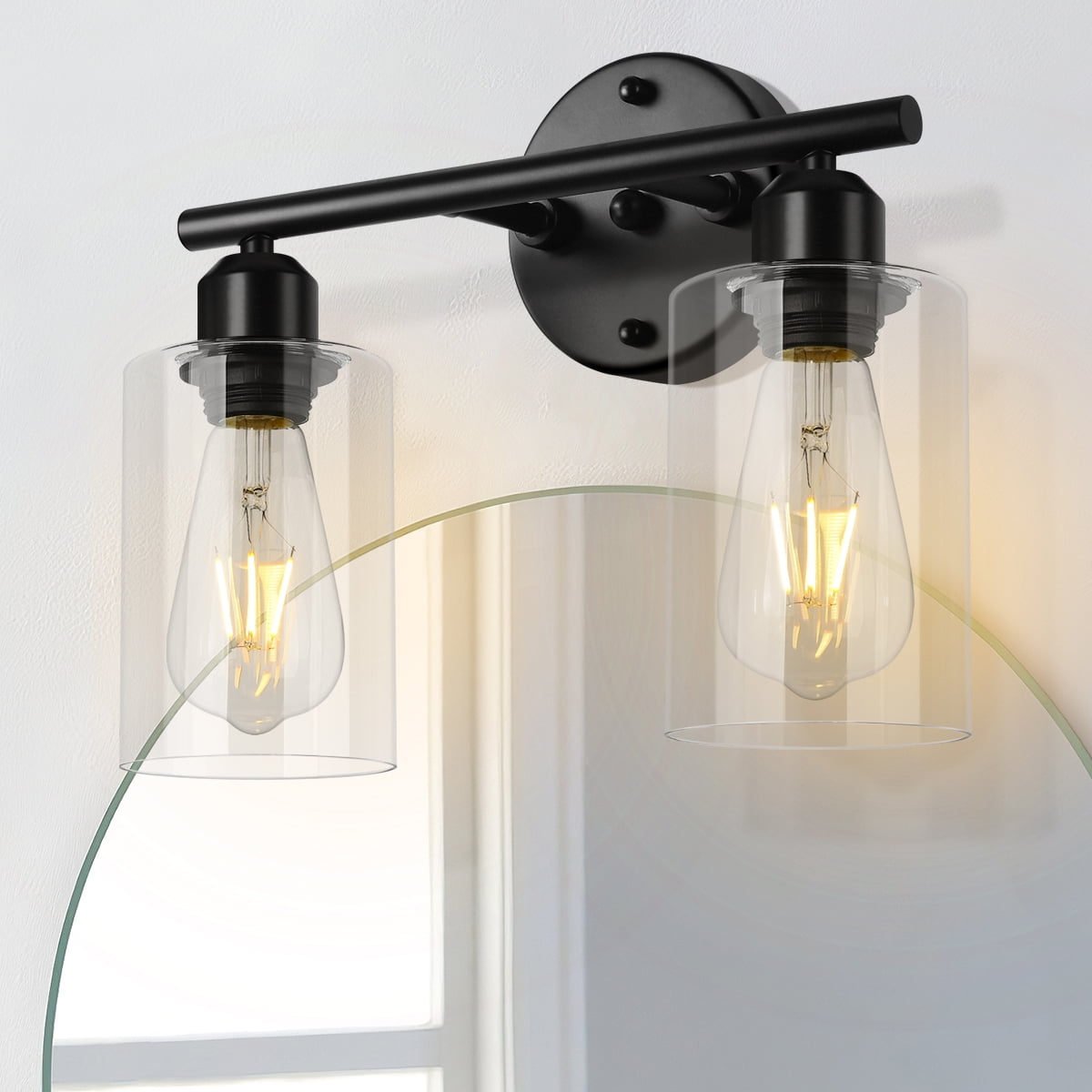 GoYeel 2Light Bathroom Light Fixtures Matte Black Vanity Light for