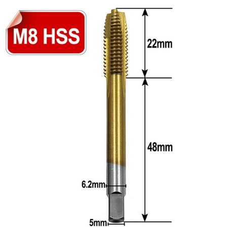 

TANGNADE M3/M4/M5/M6/M8 HSS Metric Straight Flute Thread Screw Tap Plug Tap