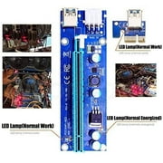 PCIE Riser 1X to 16X Graphics Extension for GPU Mining Powered Riser Adapter Card, 60cm USB 3.0 Cable, 4 Solid Capacitors, Two 6PIN and Molex 3 Power Options, 1 PK