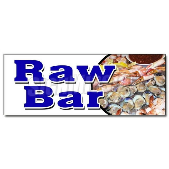 12" RAW BAR DECAL sticker clams oysters beer fresh cold sushi cocktails