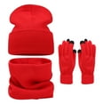 thumbnail image 5 of 3Pcs/Set Women Winter Warm Knit Hat Gloves Scarf Set Fleece Lined Touchscreen Double Layer Thermal Cap Neck Wrap Gloves Set, 5 of 8