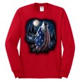 thumbnail image 2 of Wild Bobby, American Flag Howling Wolf Animal Lover Mens Long Sleeve Shirt, Red, Large, 2 of 3