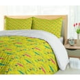 thumbnail image 4 of Ambesonne Colorful Duvet Cover Sets, Grunge Underwater Sharks, 2-Queen, Yellow Turquoise and Magenta, 4 of 6
