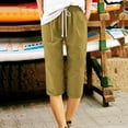 thumbnail image 4 of cllios Clearance Outlet Plus Size Pants Women Summer High Waist Pant with Pockets Casual Drawstring Straight Trousers Yoga Capris Pants, 4 of 5