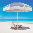 thumbnail image 2 of 6.5FT Portable Garden Umbrella With Fringe Outdoor Market Patio Umbrella Heavy Duty Beach Umbrellas For Sand Tilt Pool Umbrella UPF50+ Sun Protection Table Umbrella Outdoor Patio Boho, 2 of 7