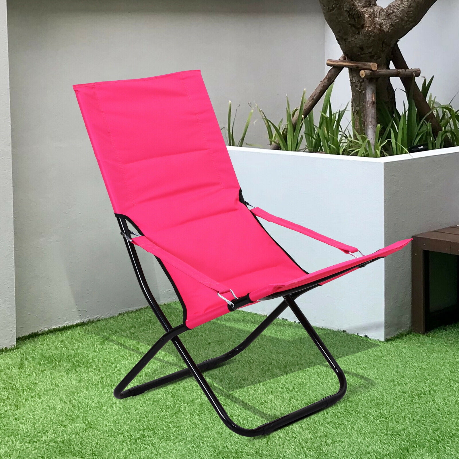 Garden Lounge Seat Portable Ergonomic Padded Camping Chair W
