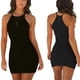 thumbnail image 2 of Vestido sin mangas de color puro de verano para mujer, elegante vestido de tirantes a la moda para trabajo de oficina, citas, negro M, 2 of 12