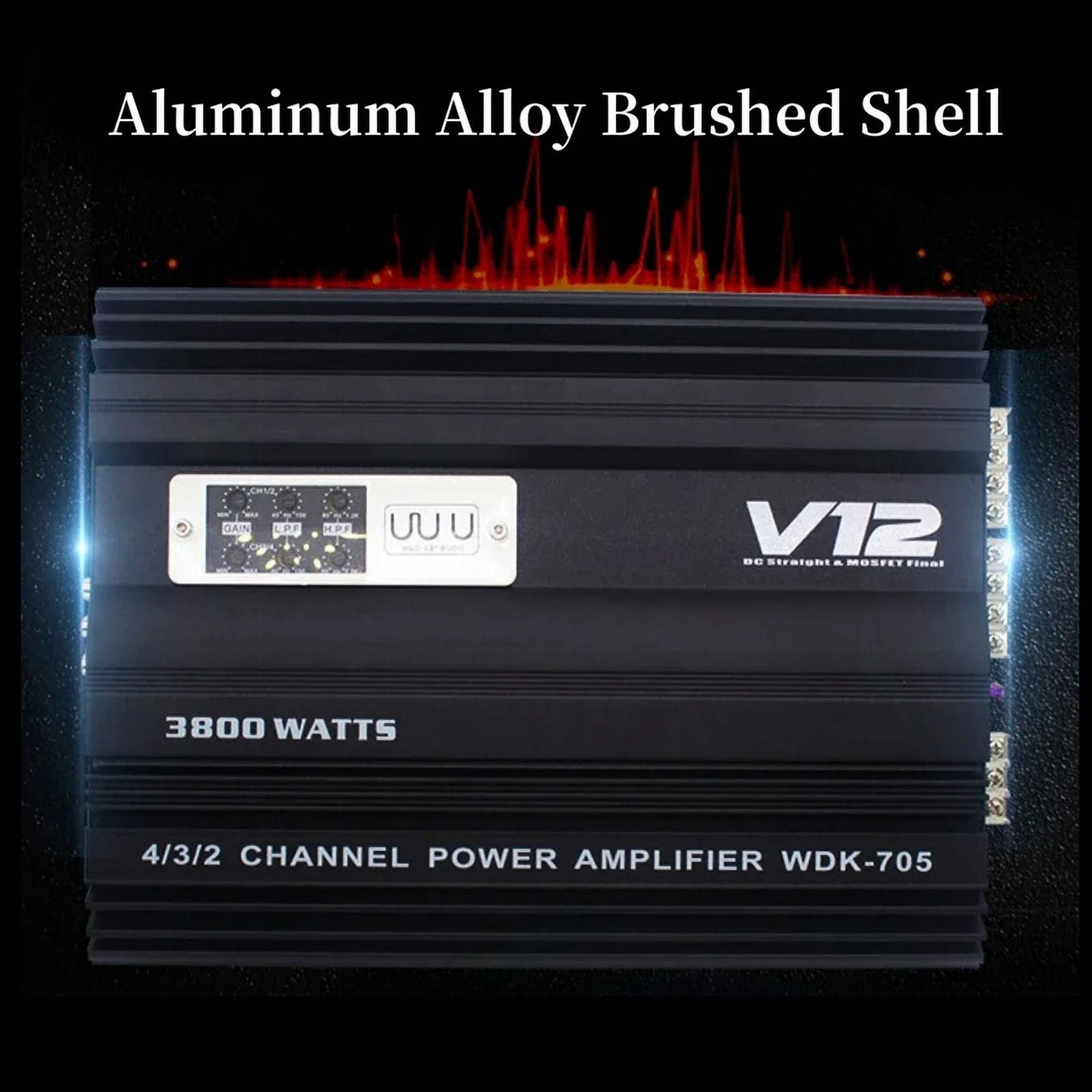 12V 3800W Car Audio Amplifier High Power Dual Bass Output Cart 4 Channel Audio Speaker Subwoofer Amplifier