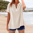 thumbnail image 5 of Oversized Tshirts for Women, Solid Color Loose Plus Size Long Cotton Dress Shirt, Beige M, 5 of 5